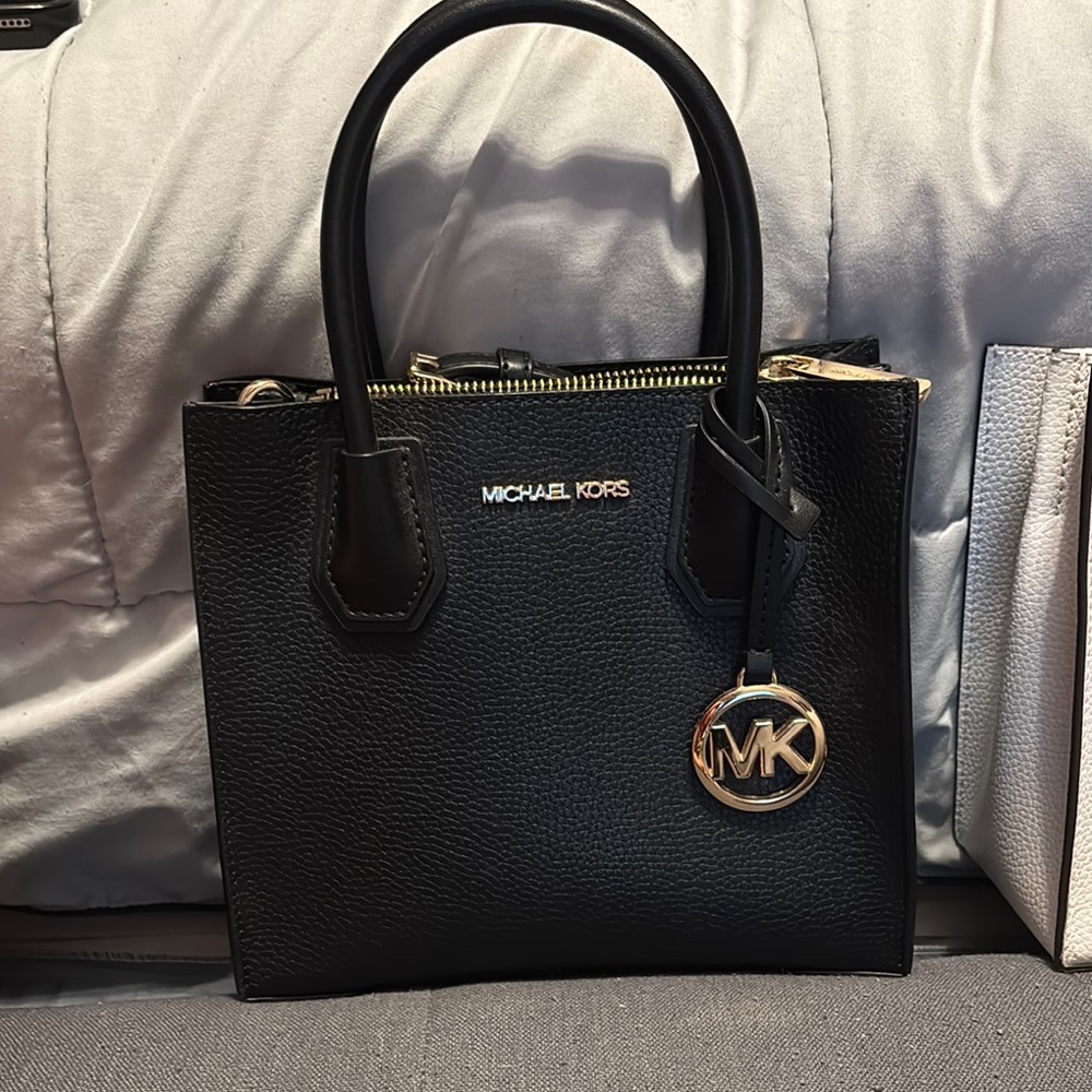 Michael Kors Black Structured Leather Tote